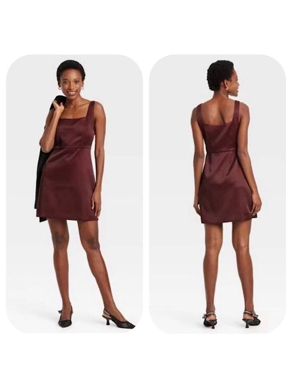 A New Day Satin Burgundy Dress